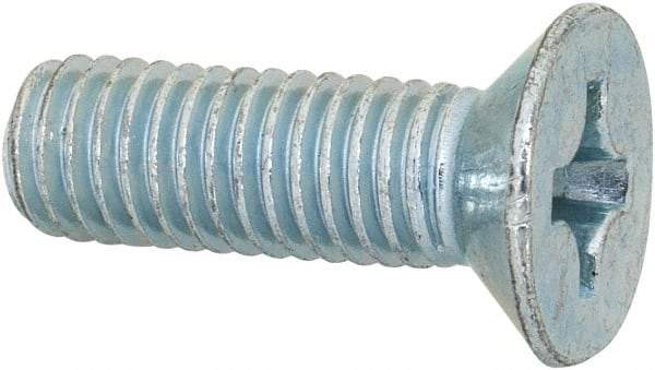 Value Collection - M8x1.25 Metric Coarse, 25mm OAL Phillips Drive Machine Screw - Flat Head, Grade 4.8 Steel, Zinc-Plated Finish, Without Washer - Eagle Tool & Supply