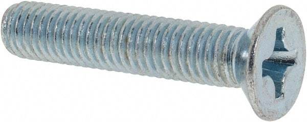 Value Collection - M8x1.25 Metric Coarse, 40mm OAL Phillips Drive Machine Screw - Flat Head, Grade 4.8 Steel, Zinc-Plated Finish, Without Washer - Eagle Tool & Supply