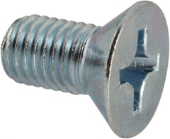 Value Collection - 1/4-28 UNF, 1/2" OAL Phillips Drive Machine Screw - Flat Head, Grade J82 Steel, Zinc-Plated Finish, Without Washer - Eagle Tool & Supply