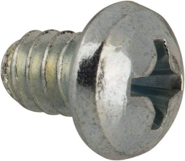 Value Collection - #10-24 UNC, 1/4" Length Under Head Phillips Drive Machine Screw - Round Head, Grade J82 Steel, Zinc-Plated Finish, Without Washer - Eagle Tool & Supply