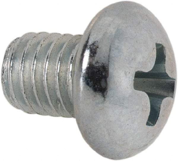 Value Collection - #10-32 UNF, 1/4" Length Under Head Phillips Drive Machine Screw - Round Head, Grade J82 Steel, Zinc-Plated Finish, Without Washer - Eagle Tool & Supply