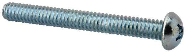 Value Collection - 1/4-20 UNC, 2-1/4" Length Under Head Phillips Drive Machine Screw - Round Head, Grade J82 Steel, Zinc-Plated Finish, Without Washer - Eagle Tool & Supply