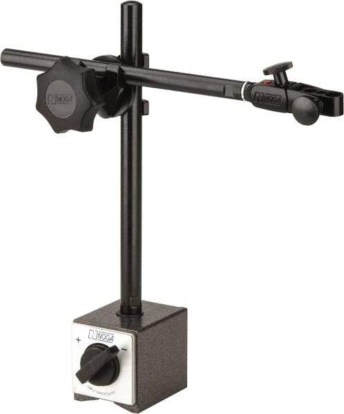 Noga - 175 Lb Magnetic Force, Fine Adjustment Indicator Positioner & Holder with Base - Post & Clamp, Rectangular Base, 2-3/8" Base Height, 60mm Base Length, 2" Base Width - Eagle Tool & Supply