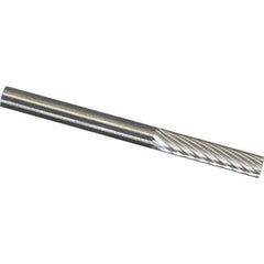 Made in USA - 2.5mm Cut Diam, Cylinder Head Single Cut Burr - Carbide, 3" OAL - Eagle Tool & Supply