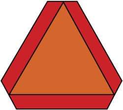 NMC - "Slow Moving Vehicle Emblem", 16" Wide x 14" High, Vinyl Construction Roadway Signs - 0.0045" Thick, Orange, High Intensity Reflectivity, Triangle, Adhesive Backed Mount - Eagle Tool & Supply