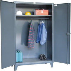 Strong Hold - 1 Shelf Combination Storage Cabinet - Steel, 48" Wide x 24" Deep x 72" High, Dark Gray - Eagle Tool & Supply