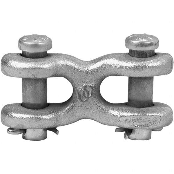 Campbell - Zinc Plated Forged Steel Double Clevis Link - 1/4" Diameter, 3,900 Lb Load Limit - Eagle Tool & Supply