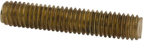 Value Collection - #10-32 1" OAL Fully Threaded Stud - Brass, Plain Finish - Eagle Tool & Supply