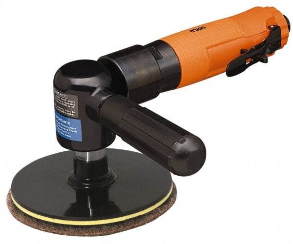 Cleco - 5" Pad Diam, 9,000 RPM, 0.6 hp, Handheld Pneumatic Buffer - 30 CFM, 5/8-11" Spindle Thread, 1/4" Inlet - Eagle Tool & Supply