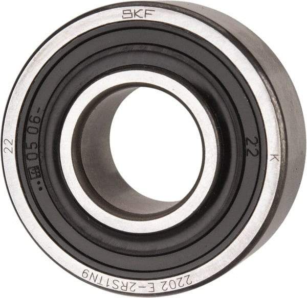 SKF - 15mm Bore Diam, 35mm OD, Double Seal Self Aligning Radial Ball Bearing - 14mm Wide, 2 Rows, Round Bore, 459 Lb Static Capacity, 1,960 Lb Dynamic Capacity - Eagle Tool & Supply