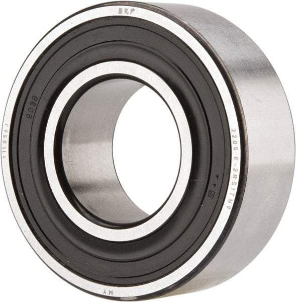 SKF - 25mm Bore Diam, 52mm OD, Double Seal Self Aligning Radial Ball Bearing - 18mm Wide, 2 Rows, Round Bore, 989 Lb Static Capacity, 3,780 Lb Dynamic Capacity - Eagle Tool & Supply