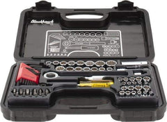 Blackhawk by Proto - 65 Piece 1/4 & 3/8" Drive Standard Socket Set - 5/32 to 13/16", 4 to 17mm, Inch/Metric Measurement Standard - Eagle Tool & Supply
