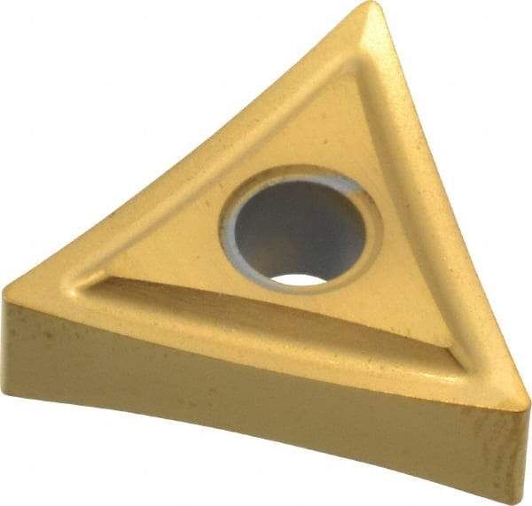 Interstate - TNMP331 Grade TCN55 Carbide Turning Insert - TiN Finish, 60° Triangle, 3/8" Inscr Circle, 3/16" Thick, 1/64" Corner Radius - Eagle Tool & Supply