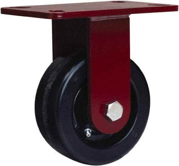 Hamilton - 5" Diam x 2" Wide x 6-3/4" OAH Top Plate Mount Rigid Caster - Phenolic, 1,000 Lb Capacity, Straight Roller Bearing, 4-1/2 x 6-1/2" Plate - Eagle Tool & Supply