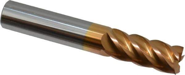ProMax - 7/16", 1" LOC, 7/16" Shank Diam, 2-3/4" OAL, 5 Flute, Solid Carbide Square End Mill - Single End, TiCN Finish, Spiral Flute, 40° Helix, Centercutting, Right Hand Cut, Right Hand Flute, Series 112 - Eagle Tool & Supply