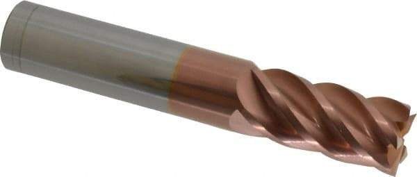ProMax - 5/8", 1-1/4" LOC, 5/8" Shank Diam, 3-1/2" OAL, 5 Flute, Solid Carbide Square End Mill - Single End, TiCN Finish, Spiral Flute, 40° Helix, Centercutting, Right Hand Cut, Right Hand Flute, Series 112 - Eagle Tool & Supply