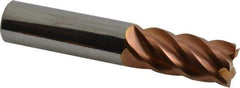 ProMax - 3/4", 1-5/8" LOC, 3/4" Shank Diam, 4" OAL, 5 Flute, Solid Carbide Square End Mill - Single End, TiCN Finish, Spiral Flute, 40° Helix, Centercutting, Right Hand Cut, Right Hand Flute, Series 112 - Eagle Tool & Supply