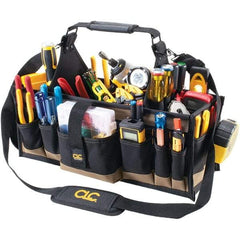 CLC - 43 Pocket Black & Khaki Polyester Tool Tote - 12" Wide x 2-1/2" Deep x 7" High - Eagle Tool & Supply