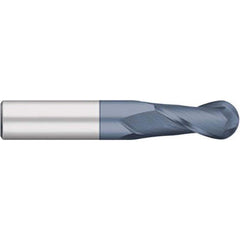Titan USA - Ball End Mills; Mill Diameter (Decimal Inch): 0.1094 ; Number of Flutes: 2 ; Length of Cut (Inch): 3/8 ; Length of Cut (Decimal Inch): 0.3750 ; Material: Solid Carbide ; Overall Length (Inch): 1-1/2 - Exact Industrial Supply