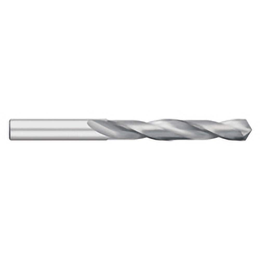 Jobber Length Drill Bit: 0.25″ Dia, 118 °, Solid Carbide Bright/Uncoated, Right Hand Cut, Spiral Flute, Straight-Cylindrical Shank