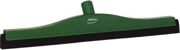 Vikan - 20" Foam Rubber Blade Bench Squeegee - Double Edge, Green, Plastic Holder - Eagle Tool & Supply