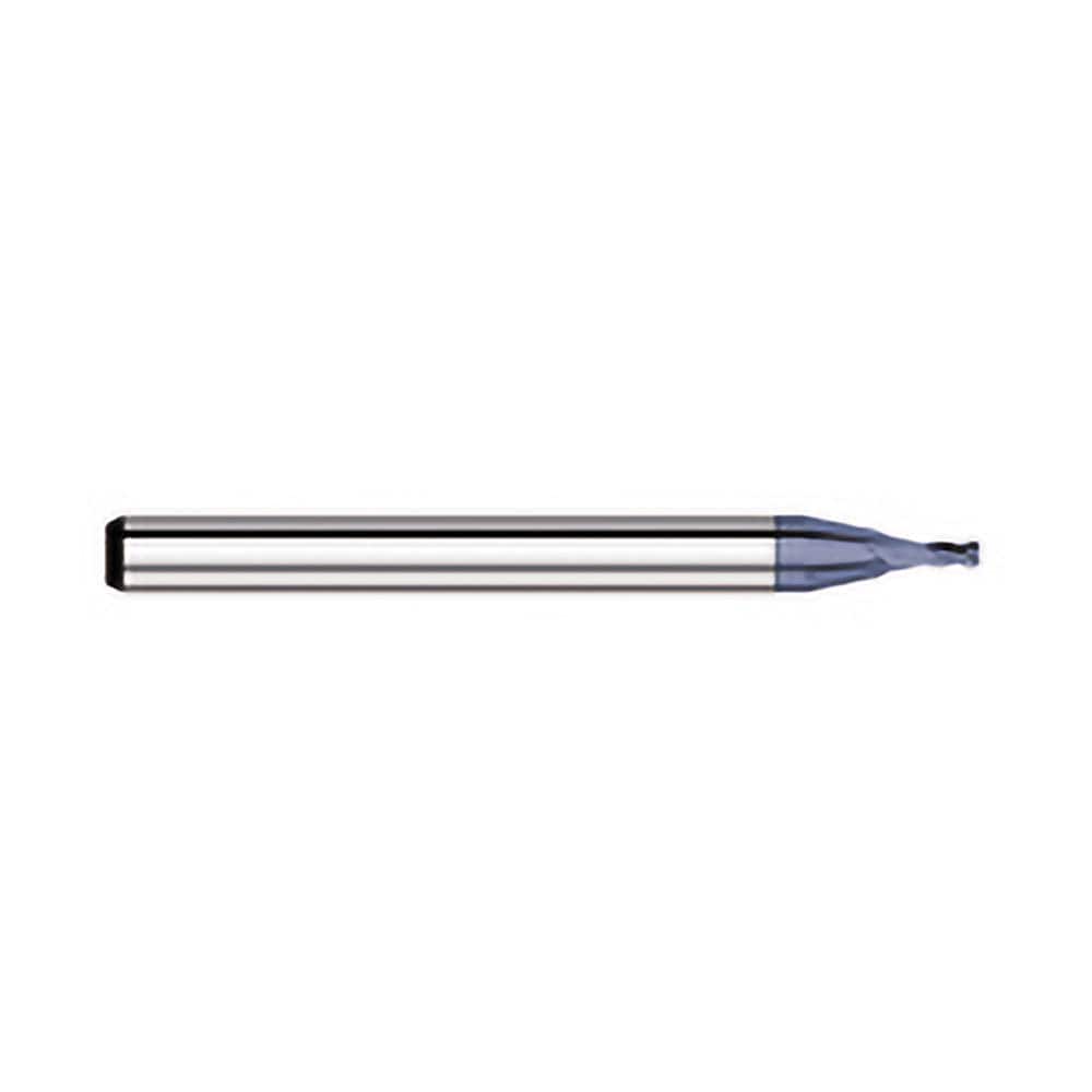 Corner Radius End Mill: 0.09″ Dia, 0.135″ LOC, 0.01″ Radius, 4 Flutes, Solid Carbide 1-1/2″ OAL, 1/8″ Shank Dia, 30 ° Helix, AlTiN Coated, Corner Radius End, Centercutting