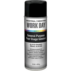 Krylon - Black, 10 oz Net Fill, Flat, Enamel Spray Paint - 9 to 13 Sq Ft per Can, 10 oz Container, Use on Ceramics, Glass, Metal, Plaster, Wood - Eagle Tool & Supply