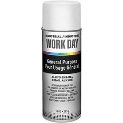 Krylon - White, Flat, Enamel Spray Paint - 9 to 13 Sq Ft per Can, 10 oz Container, Use on Ceramics, Glass, Metal, Plaster, Wood - Eagle Tool & Supply