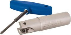 Iscar - 1" Cut Diam, 0.472" Max Depth of Cut, 1" Shank Diam, 4" OAL, Indexable Square Shoulder Helical End Mill - H490 AN.X 12 Inserts, Weldon Shank, 90° Lead Angle, Through Coolant, Series Helido - Eagle Tool & Supply