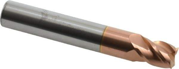 Accupro - 11mm, 14mm LOC, 12mm Shank Diam, 76mm OAL, 4 Flute, Solid Carbide Square End Mill - Single End, TiCN Finish, Spiral Flute, 40° Helix, Centercutting, Right Hand Cut, Right Hand Flute - Eagle Tool & Supply