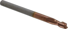 Accupro - 4mm, 8mm LOC, 4mm Shank Diam, 50mm OAL, 2 Flute, Solid Carbide Square End Mill - Single End, TiCN Finish, Spiral Flute, 40° Helix, Centercutting, Right Hand Cut, Right Hand Flute - Eagle Tool & Supply