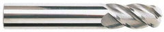 Accupro - 11mm Diam, 14mm LOC, 4 Flute Solid Carbide Ball End Mill - Uncoated, Single End, 76mm OAL, 12mm Shank Diam, Spiral Flute - Eagle Tool & Supply