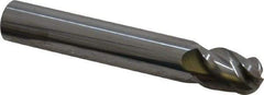 Accupro - 12mm Diam, 16mm LOC, 4 Flute Solid Carbide Ball End Mill - Uncoated, Single End, 76mm OAL, 12mm Shank Diam, Spiral Flute - Eagle Tool & Supply