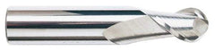 Accupro - 11mm Diam, 14mm LOC, 2 Flute Solid Carbide Ball End Mill - TiCN Finish, Single End, 76mm OAL, 12mm Shank Diam, Spiral Flute - Eagle Tool & Supply