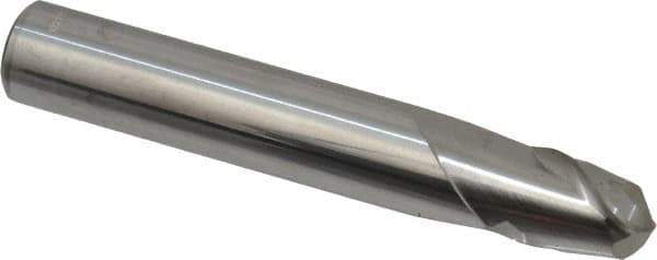 Accupro - 11mm Diam, 14mm LOC, 2 Flute Solid Carbide Ball End Mill - Uncoated, Single End, 76mm OAL, 12mm Shank Diam, Spiral Flute - Eagle Tool & Supply