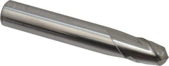 Accupro - 11mm Diam, 14mm LOC, 2 Flute Solid Carbide Ball End Mill - Uncoated, Single End, 76mm OAL, 12mm Shank Diam, Spiral Flute - Eagle Tool & Supply