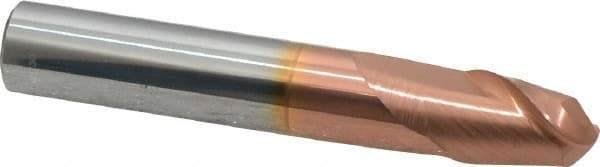 Accupro - 12mm Diam, 16mm LOC, 2 Flute Solid Carbide Ball End Mill - TiCN Finish, Single End, 76mm OAL, 12mm Shank Diam, Spiral Flute - Eagle Tool & Supply