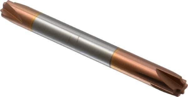 Accupro - 0.046" Radius, 1/4" Mill Diam, 4 Flute Solid Carbide Corner Rounding End Mill - Double End, TiCN Finish, 2-1/2" OAL, 1/4" Shank Diam - Eagle Tool & Supply