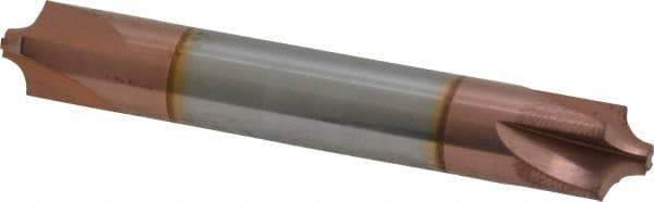Accupro - 1/8" Radius, 3/8" Mill Diam, 4 Flute Solid Carbide Corner Rounding End Mill - Double End, TiCN Finish, 2-1/2" OAL, 3/8" Shank Diam - Eagle Tool & Supply