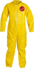 Dupont - Size M PE Film Chemical Resistant Coveralls - Yellow, Zipper Closure, Open Cuffs, Open Ankles, Serged Seams - Eagle Tool & Supply