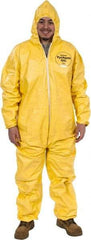 Dupont - Size 3XL PE Film Chemical Resistant Coveralls - Yellow, Zipper Closure, Elastic Cuffs, Elastic Ankles, Serged Seams - Eagle Tool & Supply