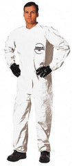 Dupont - Size 4XL Saranex Chemical Resistant Coveralls - White, Zipper Closure, Elastic Cuffs, Elastic Ankles, Bound Seams - Eagle Tool & Supply