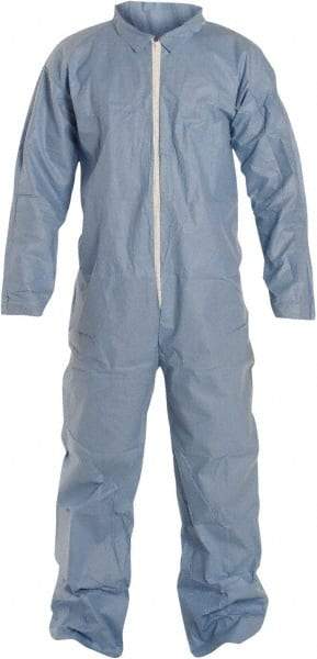 Dupont - Size M FR Disposable Flame Resistant/Retardant Coveralls - Blue, Zipper Closure, Open Cuffs, Open Ankles, Serged Seams - Eagle Tool & Supply