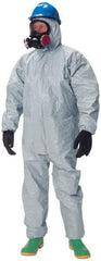 Dupont - Size 2XL Hazmat Chemical Resistant Coveralls - Gray, Zipper Closure, Elastic Cuffs, Elastic Ankles, Taped Seams - Eagle Tool & Supply