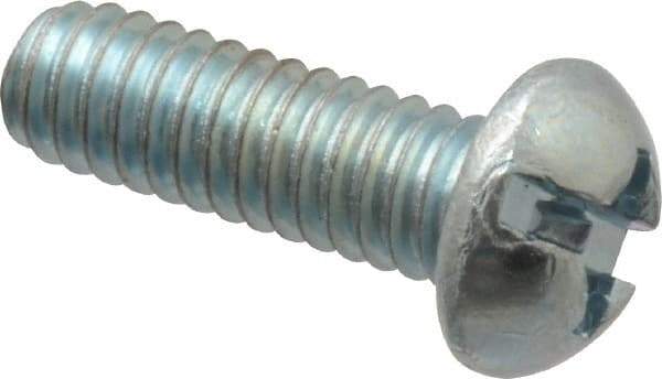 Value Collection - #8-32 UNC, 1/2" Length Under Head Slotted/Phillips Drive Machine Screw - Round Head, Grade 2 Steel, Zinc-Plated Finish, Without Washer - Eagle Tool & Supply
