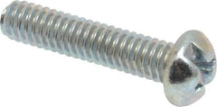 Made in USA - #8-32 UNC, 3/4" Length Under Head Slotted/Phillips Drive Machine Screw - Round Head, Grade J82 Steel, Zinc-Plated Finish, Without Washer - Eagle Tool & Supply