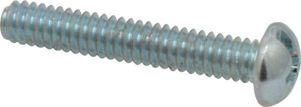 Value Collection - 1/4-20 UNC, 1-1/2" Length Under Head Slotted/Phillips Drive Machine Screw - Round Head, Grade J82 Steel, Zinc-Plated Finish, Without Washer - Eagle Tool & Supply