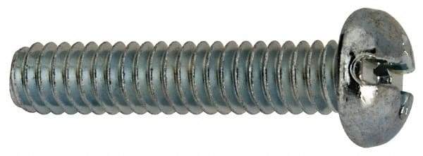 Value Collection - 1/4-20 UNC, 1-1/4" Length Under Head Slotted/Phillips Drive Machine Screw - Round Head, Grade J82 Steel, Zinc-Plated Finish, Without Washer - Eagle Tool & Supply