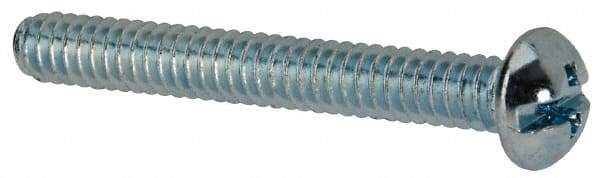 Value Collection - #10-24 UNC, 1-1/2" Length Under Head Slotted/Phillips Drive Machine Screw - Round Head, Grade J82 Steel, Zinc-Plated Finish, Without Washer - Eagle Tool & Supply