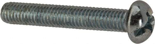 Made in USA - #10-32 UNF, 1-1/4" Length Under Head Slotted/Phillips Drive Machine Screw - Round Head, Grade J82 Steel, Zinc-Plated Finish, Without Washer - Eagle Tool & Supply